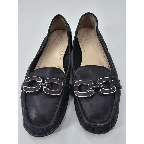 Coach Fortunata Black Casual Loafers Flats Women's Soft leather shoes Size 6B‎ - Picture 1 of 12